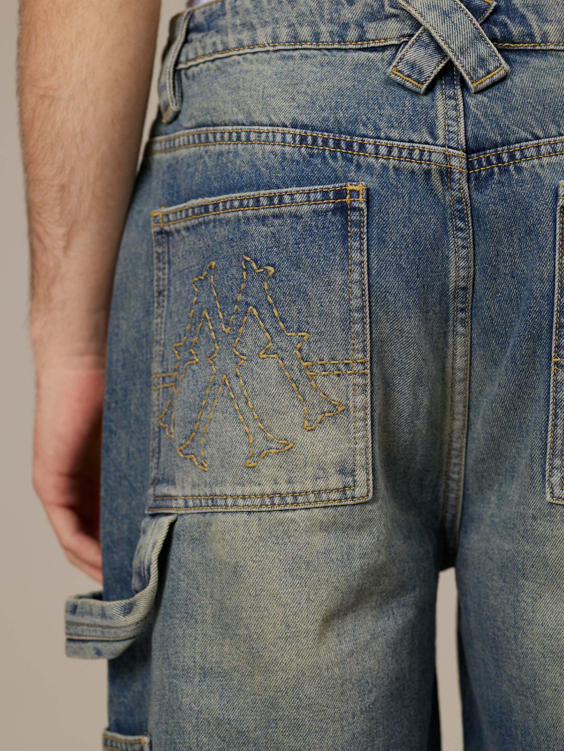 MID BLUE WASHED DENIM JORTS "V1"