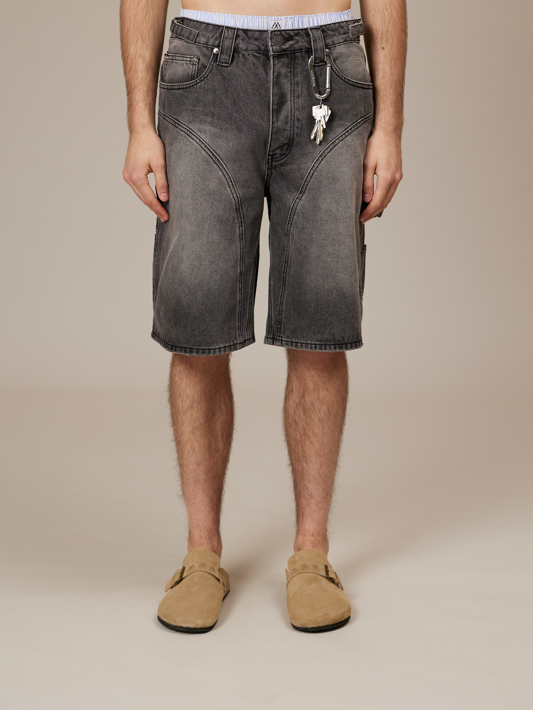 GREY WASHED DENIM JORTS "V1"