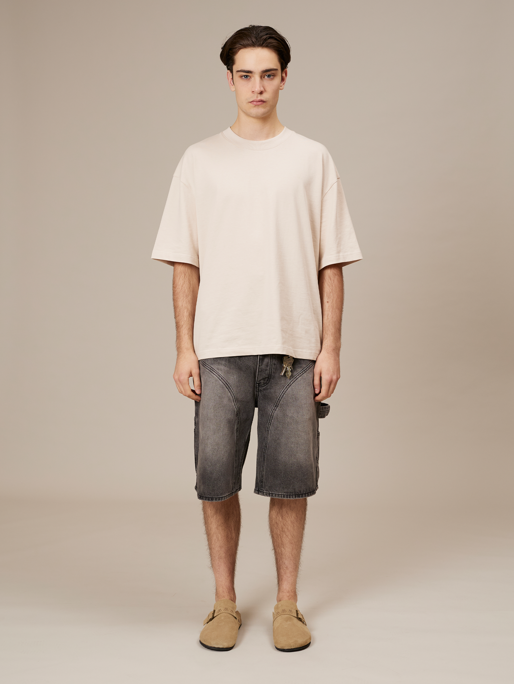 GREY WASHED DENIM JORTS "V1"