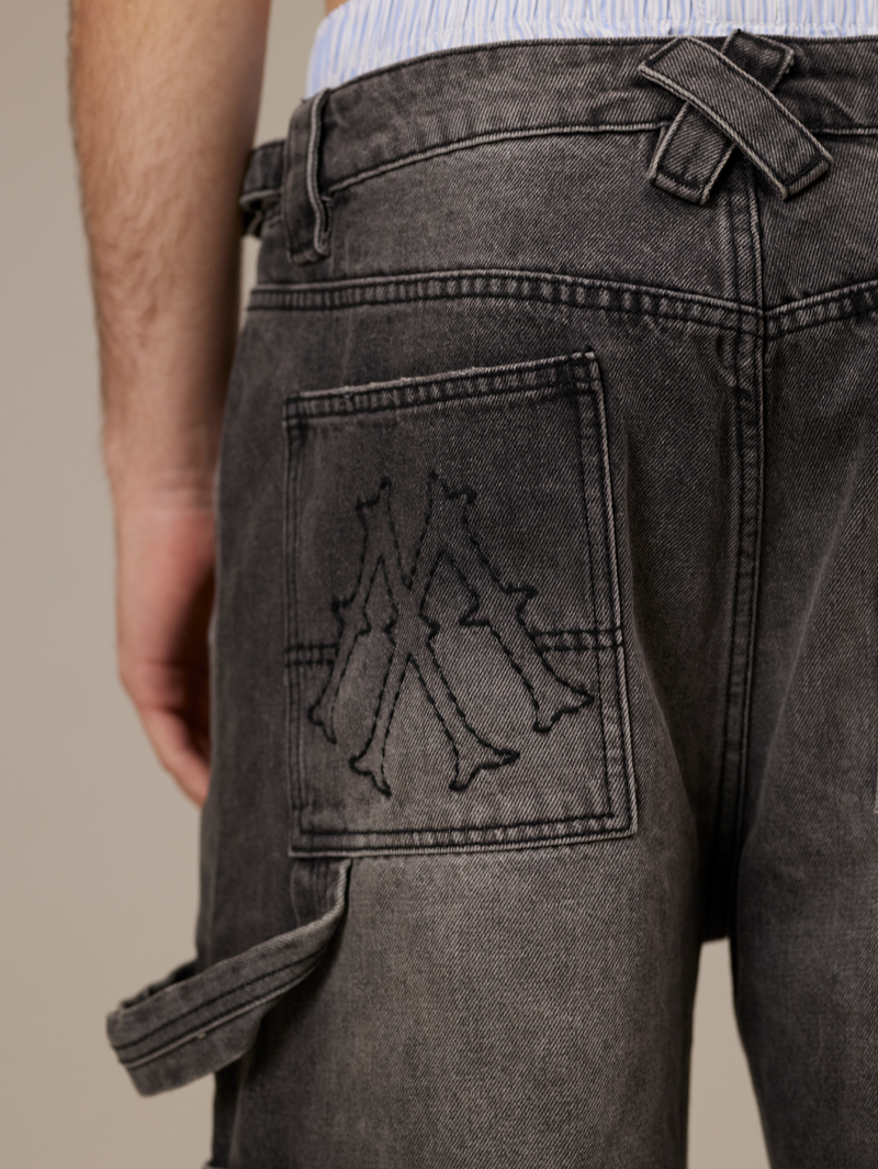 GREY WASHED DENIM JORTS "V2"