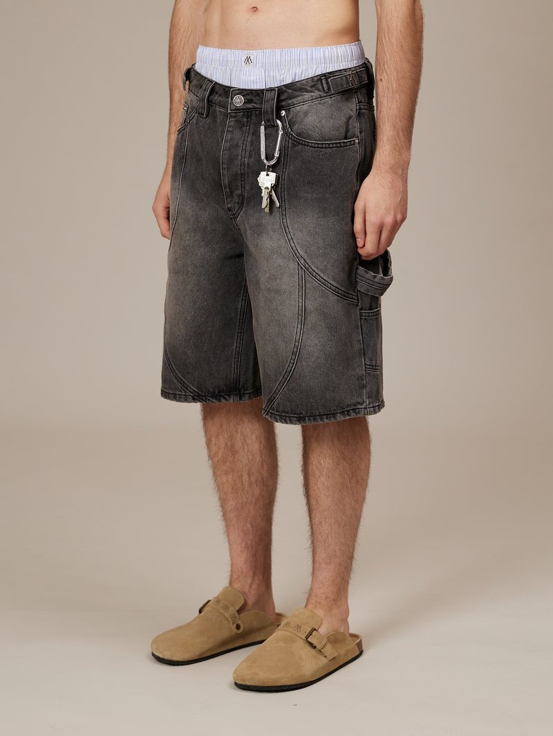 GREY WASHED DENIM JORTS "V2"