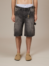 GREY WASHED DENIM JORTS "V2"