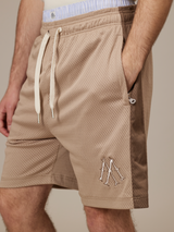 BEIGE MESH SHORTS STRIPE "LIGHT BROWN"