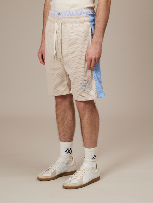 CREAM MESH SHORTS STRIPE "LIGHT BLUE"