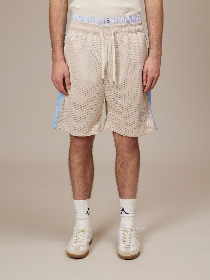 CREAM MESH SHORTS STRIPE "LIGHT BLUE"