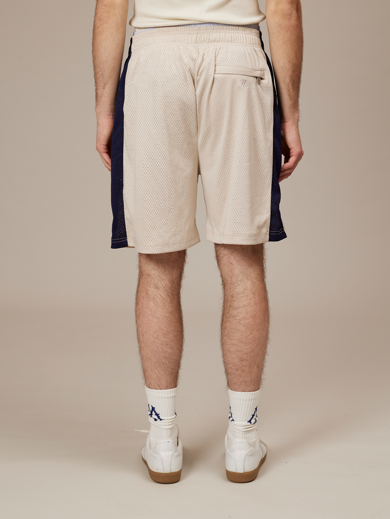 CREAM MESH SHORTS STRIPE "DARK BLUE"