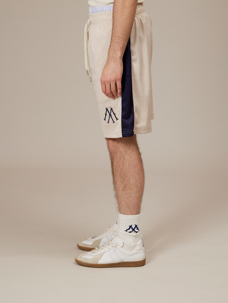 CREAM MESH SHORTS STRIPE "DARK BLUE"