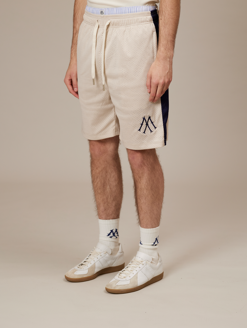 CREAM MESH SHORTS STRIPE "DARK BLUE"