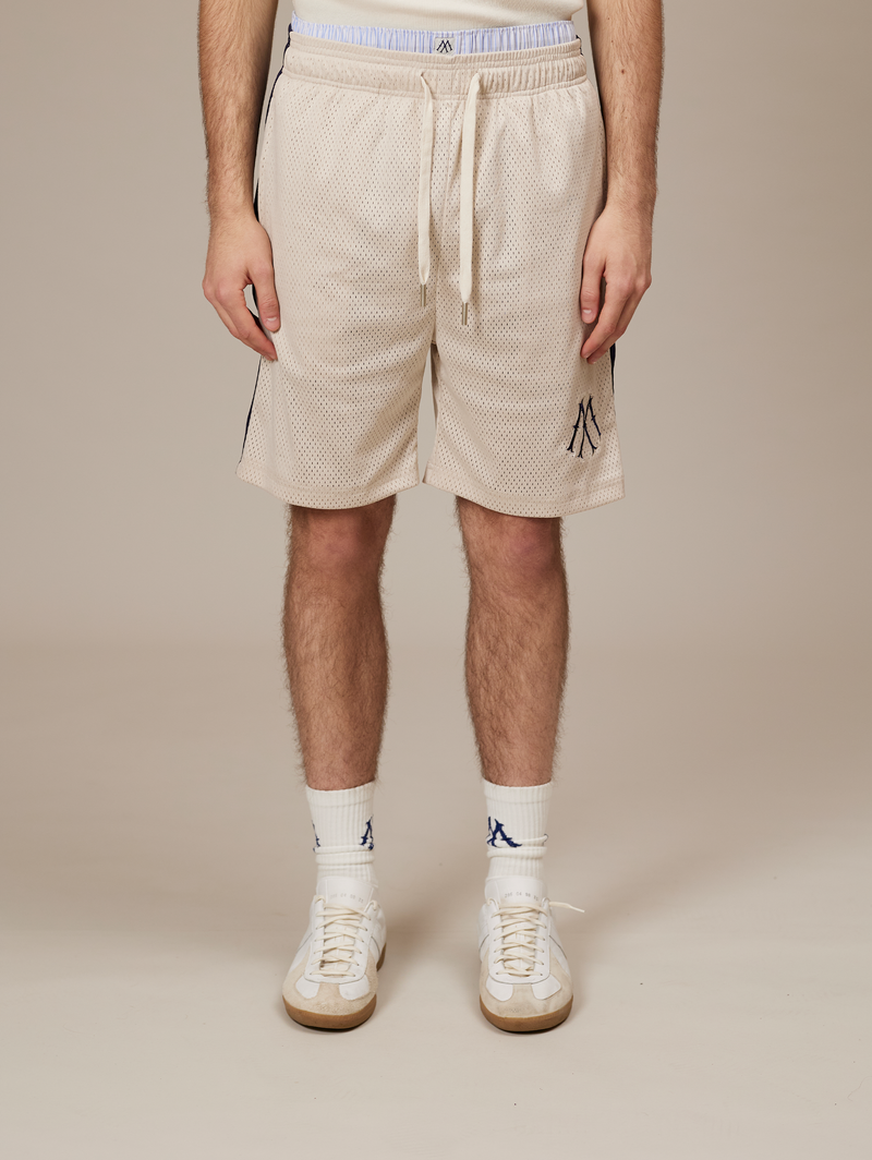 CREAM MESH SHORTS STRIPE "DARK BLUE"