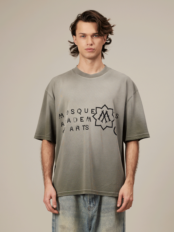 OLIVE SUNFADED T-SHIRT "MOSQUETS ACADEMY"