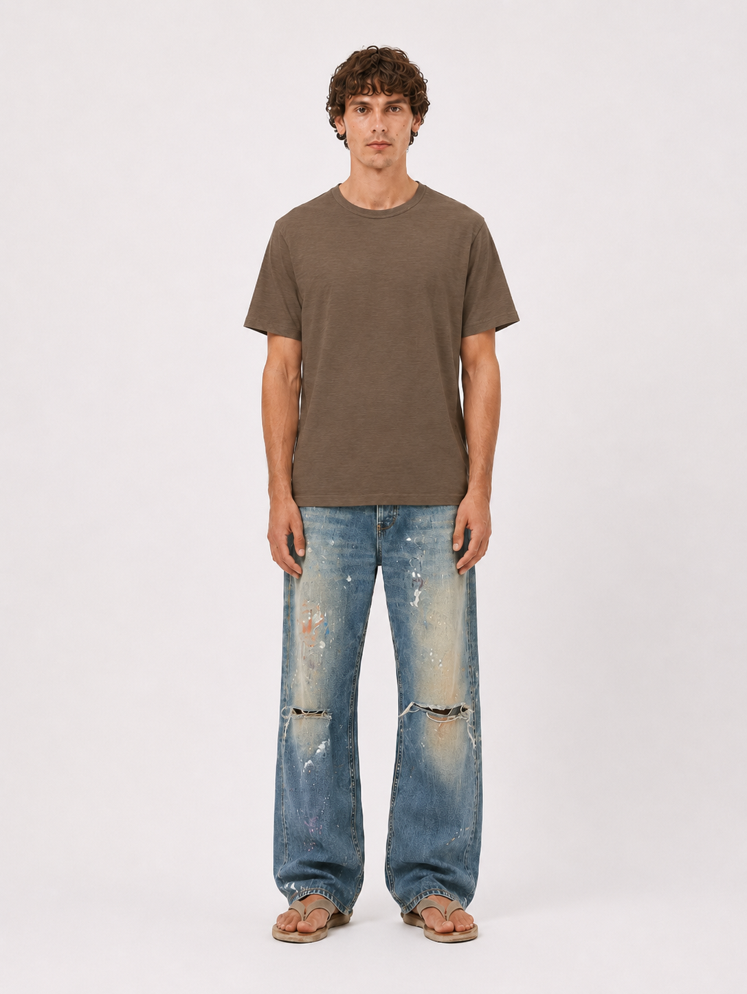 OLIVE SLUB T-SHIRT 
