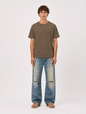 OLIVE SLUB T-SHIRT "MOSQUETS" - Mosquets