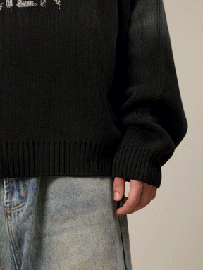 BLACK SUNFADED KNIT SWEATER "ATELIER"