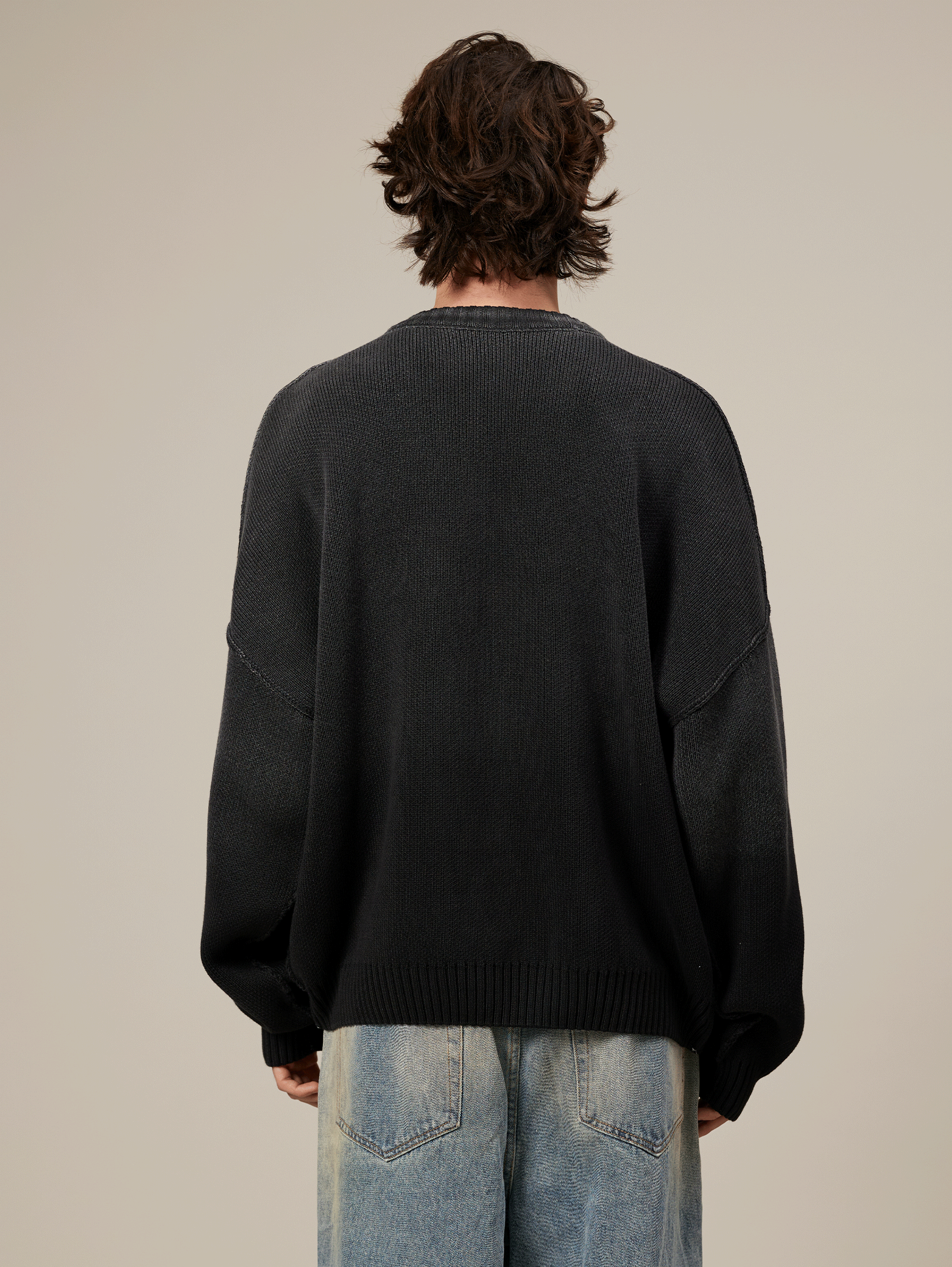 BLACK SUNFADED KNIT SWEATER 