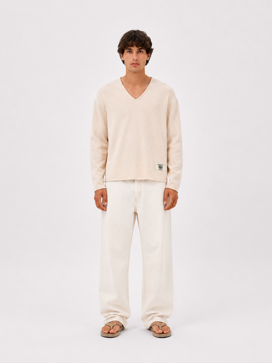 BEIGE CUT OFF KNIT 