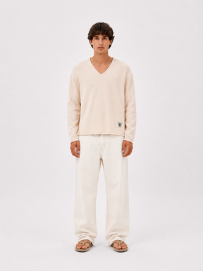BEIGE CUT OFF KNIT "MOSQUETS ATELIER" - Mosquets