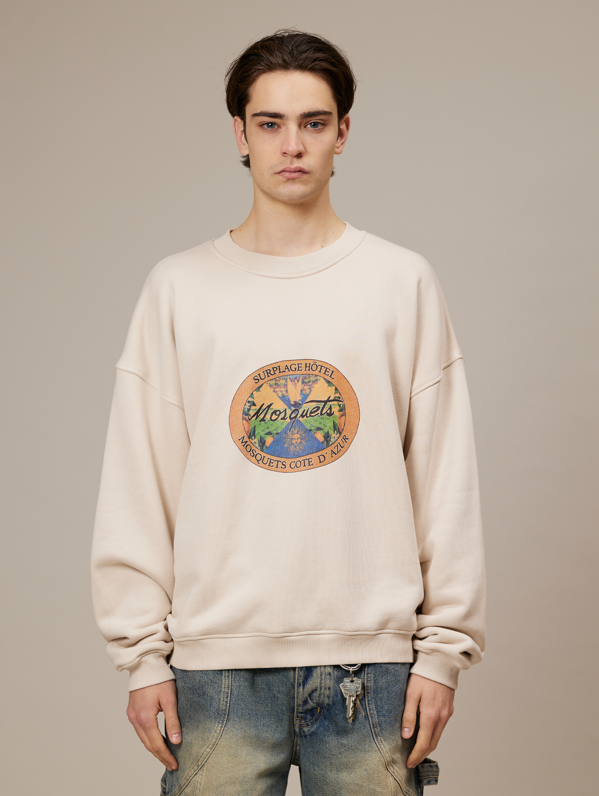 CREAM SWEATER "HOTEL EMBLEM"