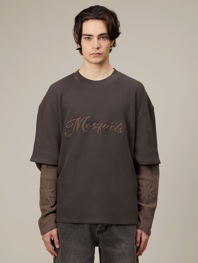 BROWN WAFFLE CONTRAST LONGSLEEVE "MOSQUETS"