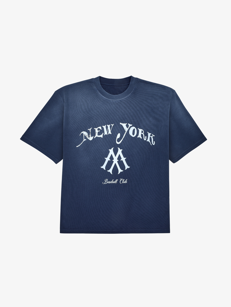 DARK BLUE SUNFADED T-SHIRT "NEW YORK"