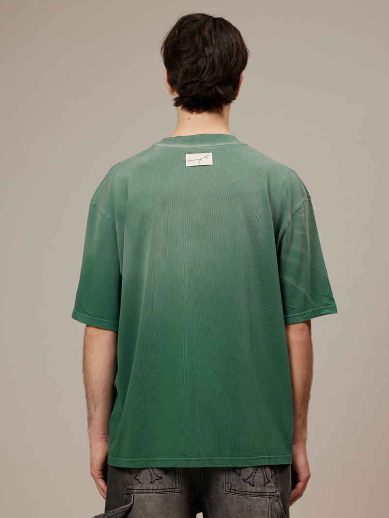 GREEN SUNFADED T-SHIRT "HOTEL EMBLEM"