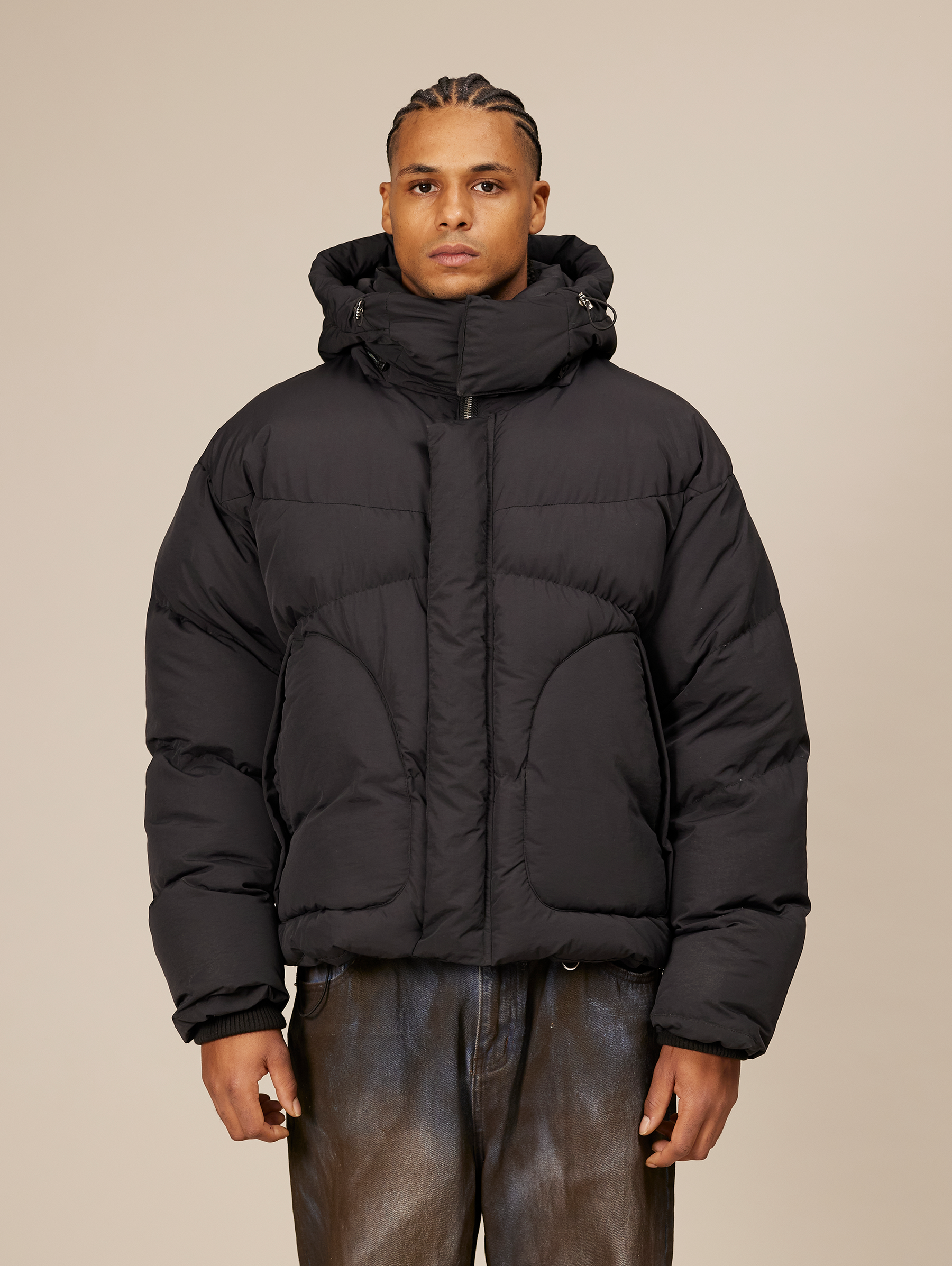 All black puffer jacket online