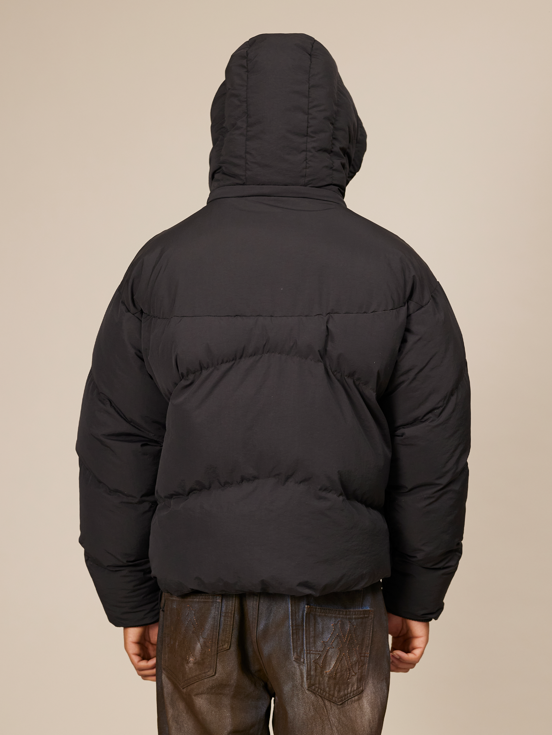Black thick puffer jacket sales