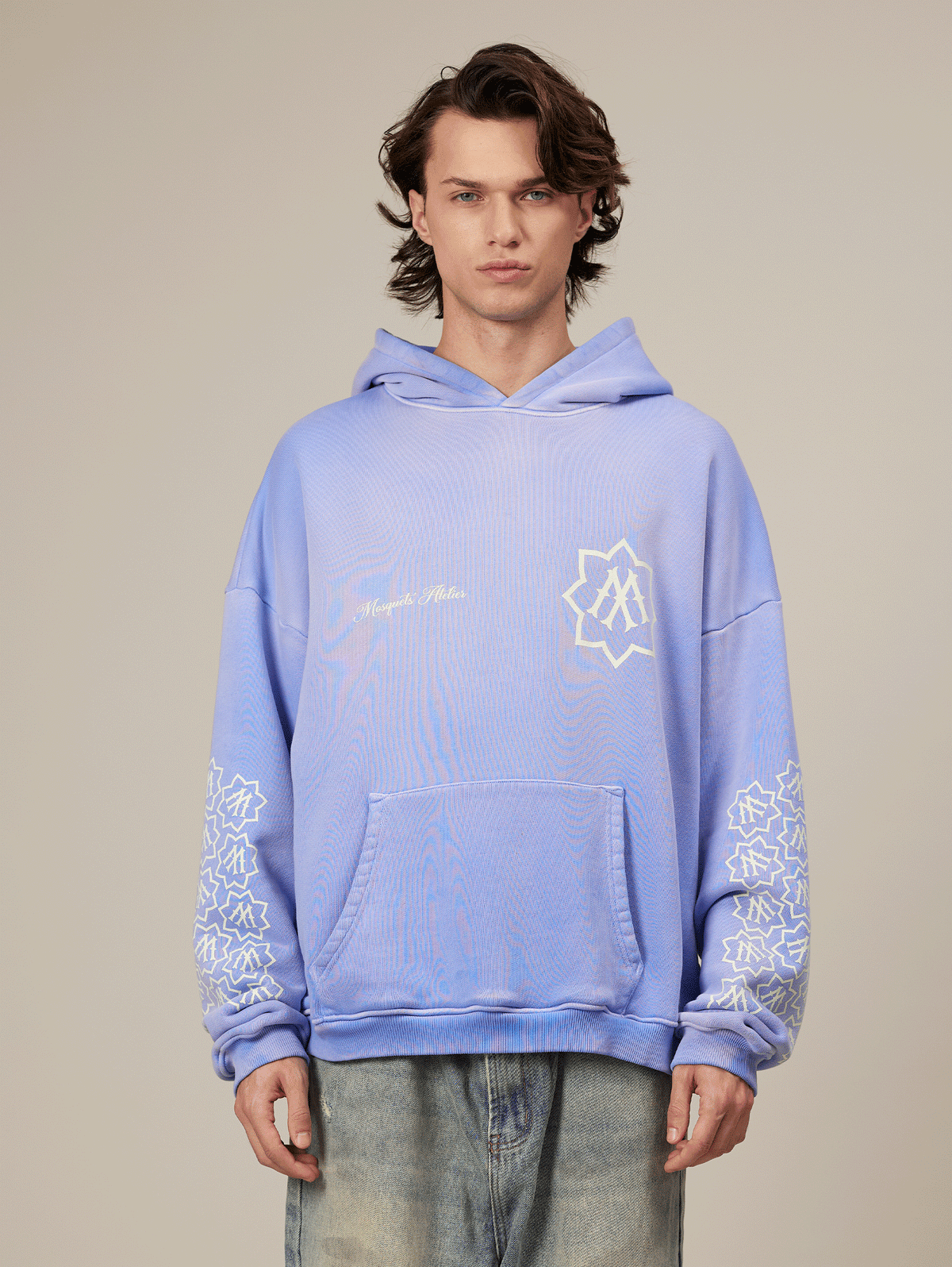 LIGHT BLUE SUNFADED HOODED "MOSQUETS ATELIER"