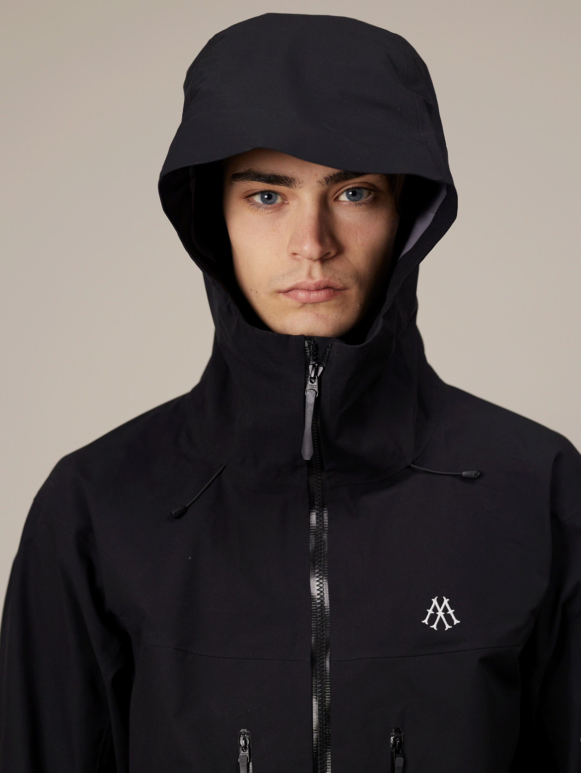 Black hooded rain jacket sales