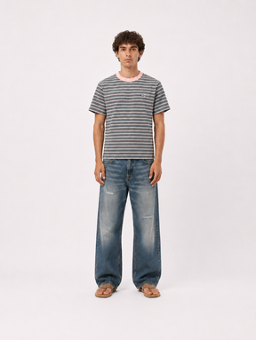 GREY STRIPE CONTRAST SHIRT "MOSQUETS" - Mosquets