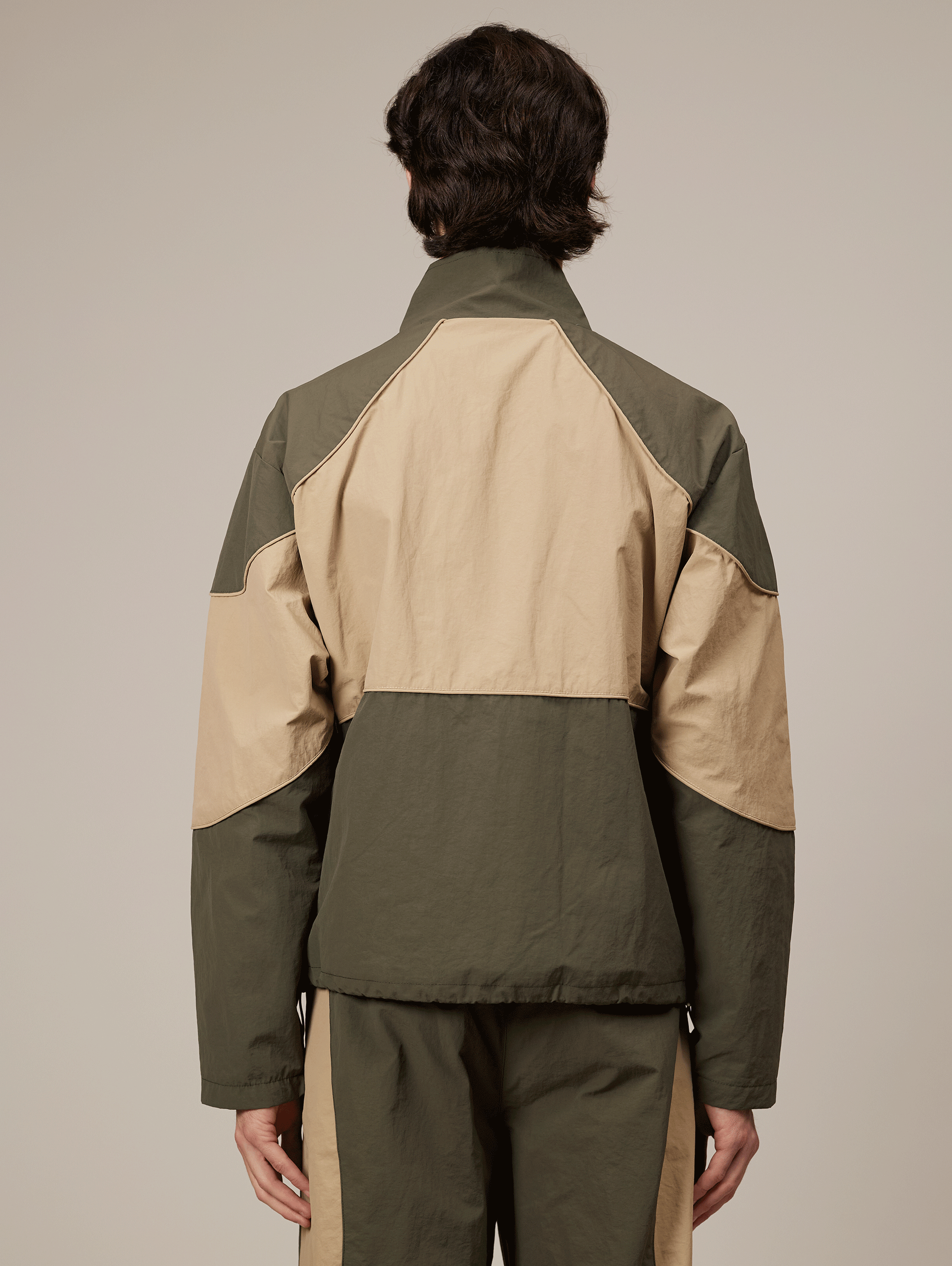 GREEN CONTRAST NYLON TRACK JACKET