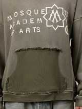 OLIVE SUNFADED HOODED CUT OFF "ACADEMY"
