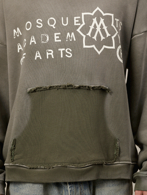 OLIVE SUNFADED HOODED CUT OFF "ACADEMY"