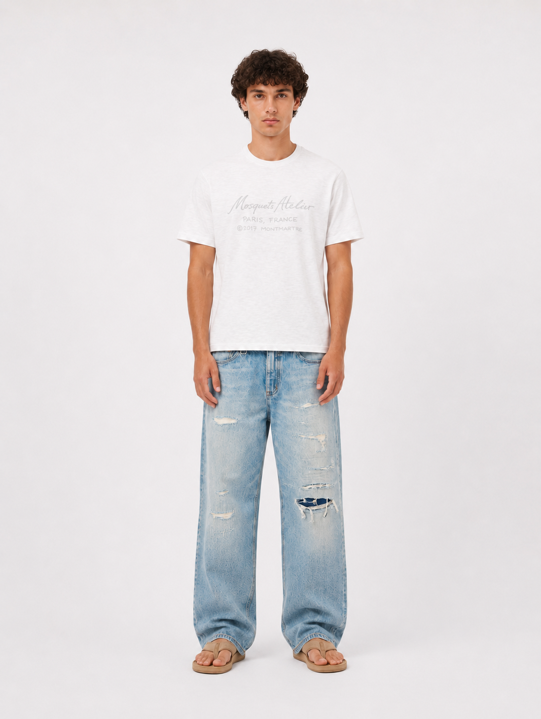 WHITE  SLUB T-SHIRT 