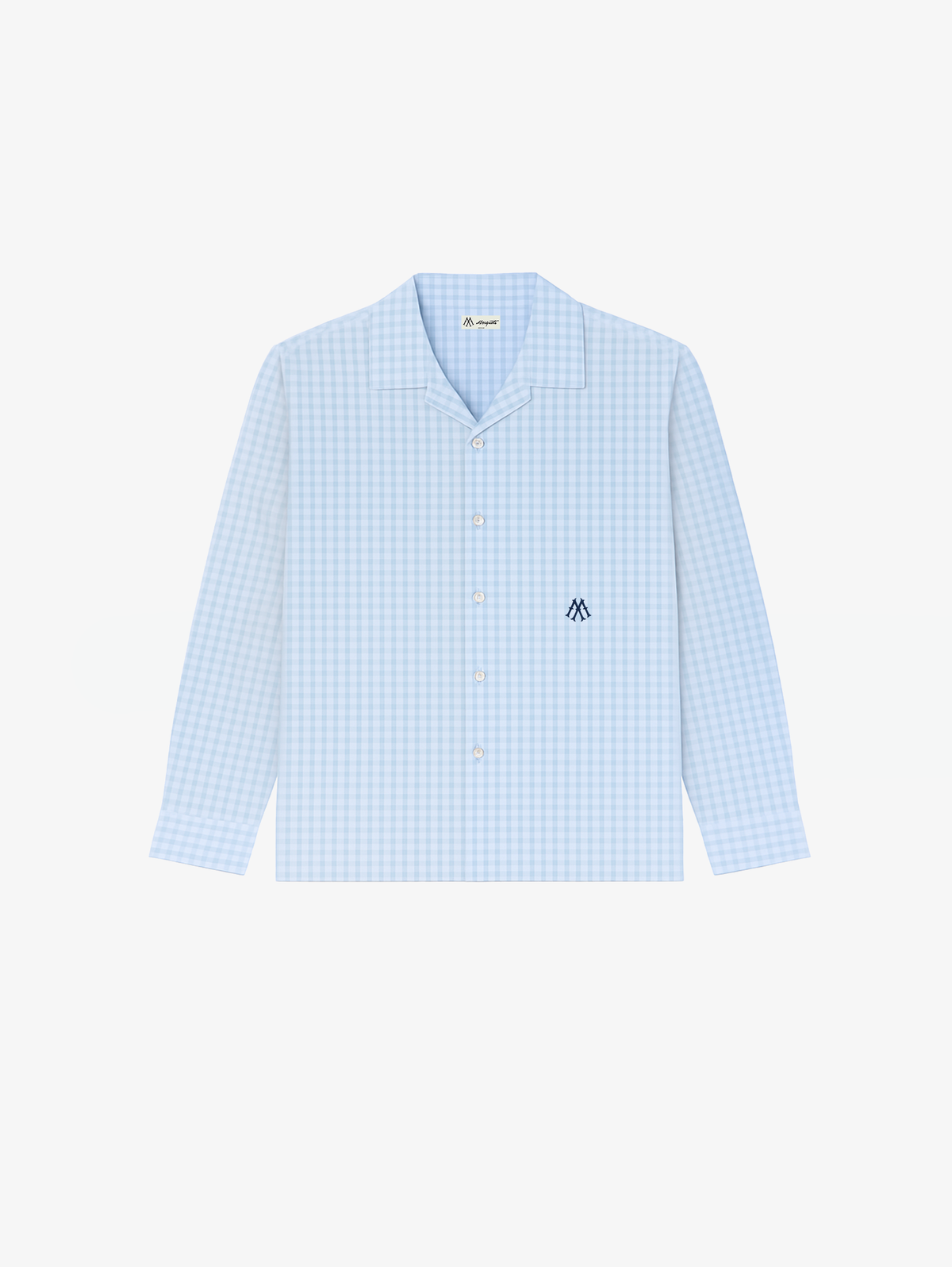 LIGHT BLUE CHECK SEERSUCKER SHIRT "M"