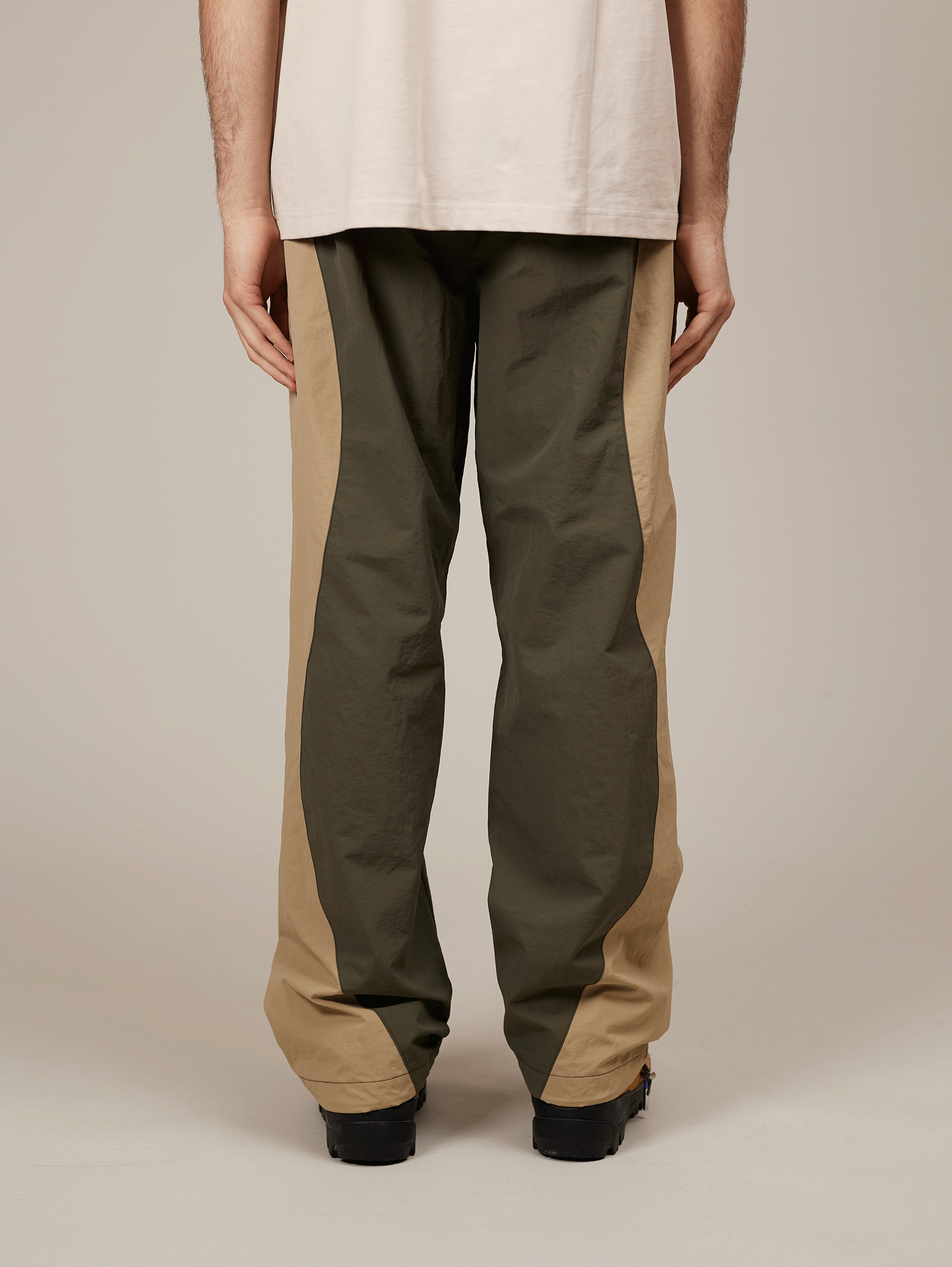 GREEN CONTRAST NYLON TRACK PANTS