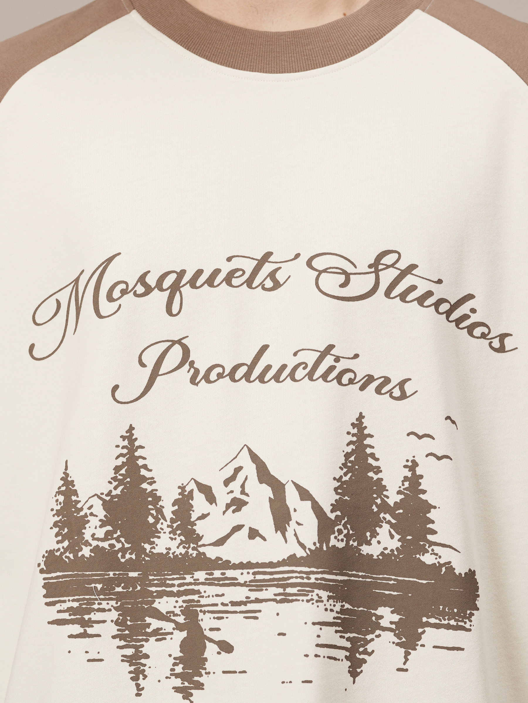 CREAM LIGHT BROWN RAGLAN T-SHIRT "PRODUCTIONS"