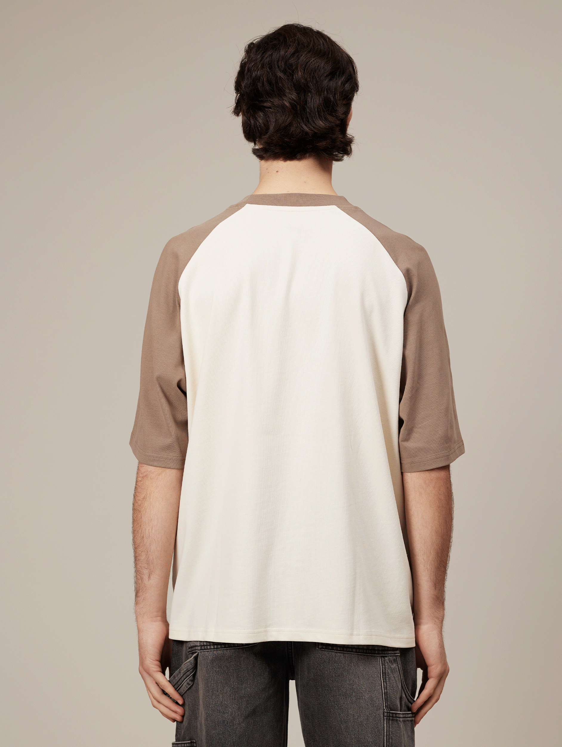 CREAM LIGHT BROWN RAGLAN T-SHIRT 