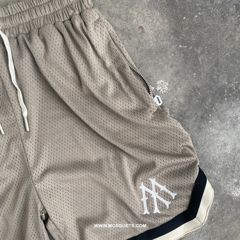 TAUPE BASKETBALL MESH SHORTS "M" - Mosquets