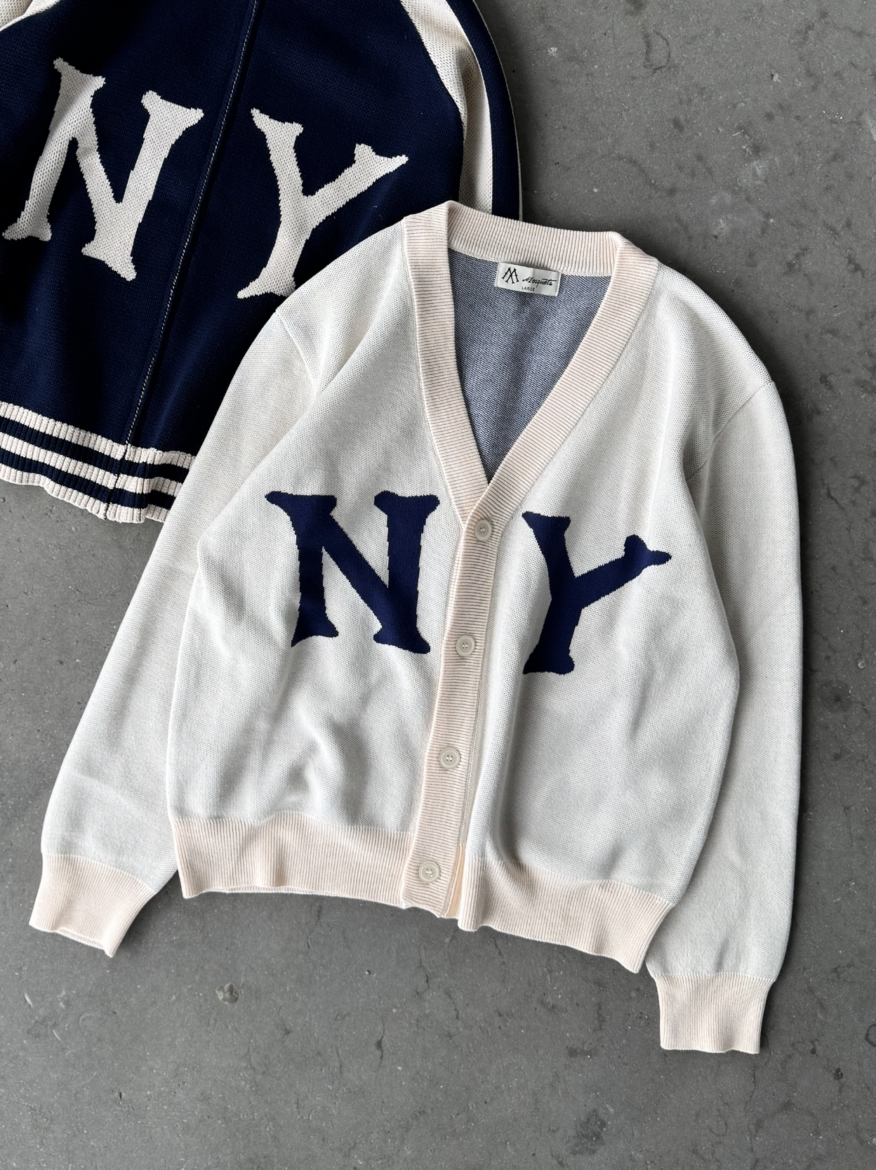 CREAM  KNIT CARDIGAN "NY"