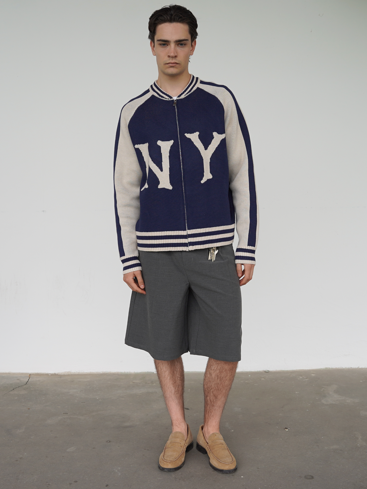 DARK BLUE KNIT JACKET "NY"