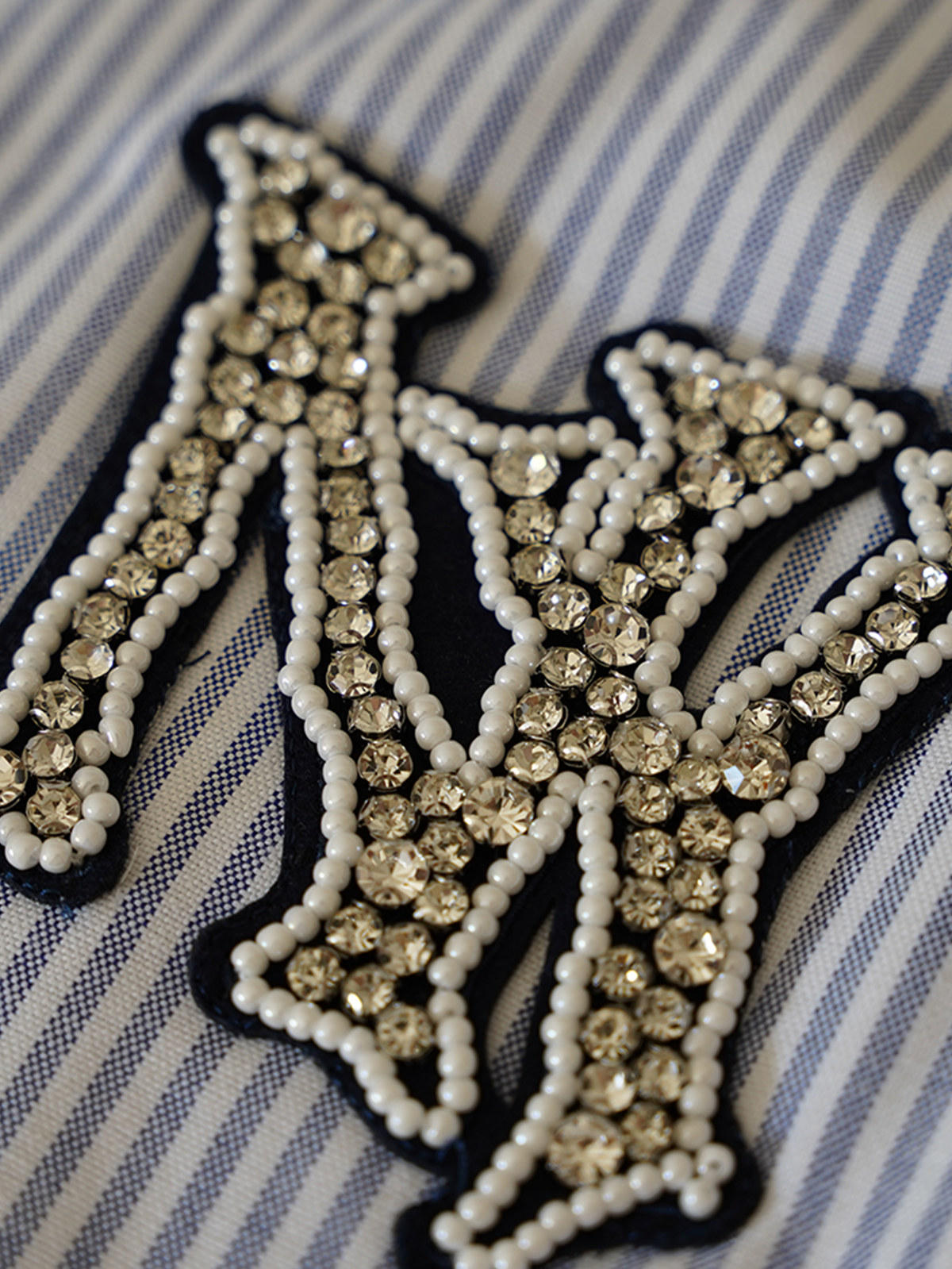 BLUE/ WHITE  SHIRT "NY RHINESTONE"