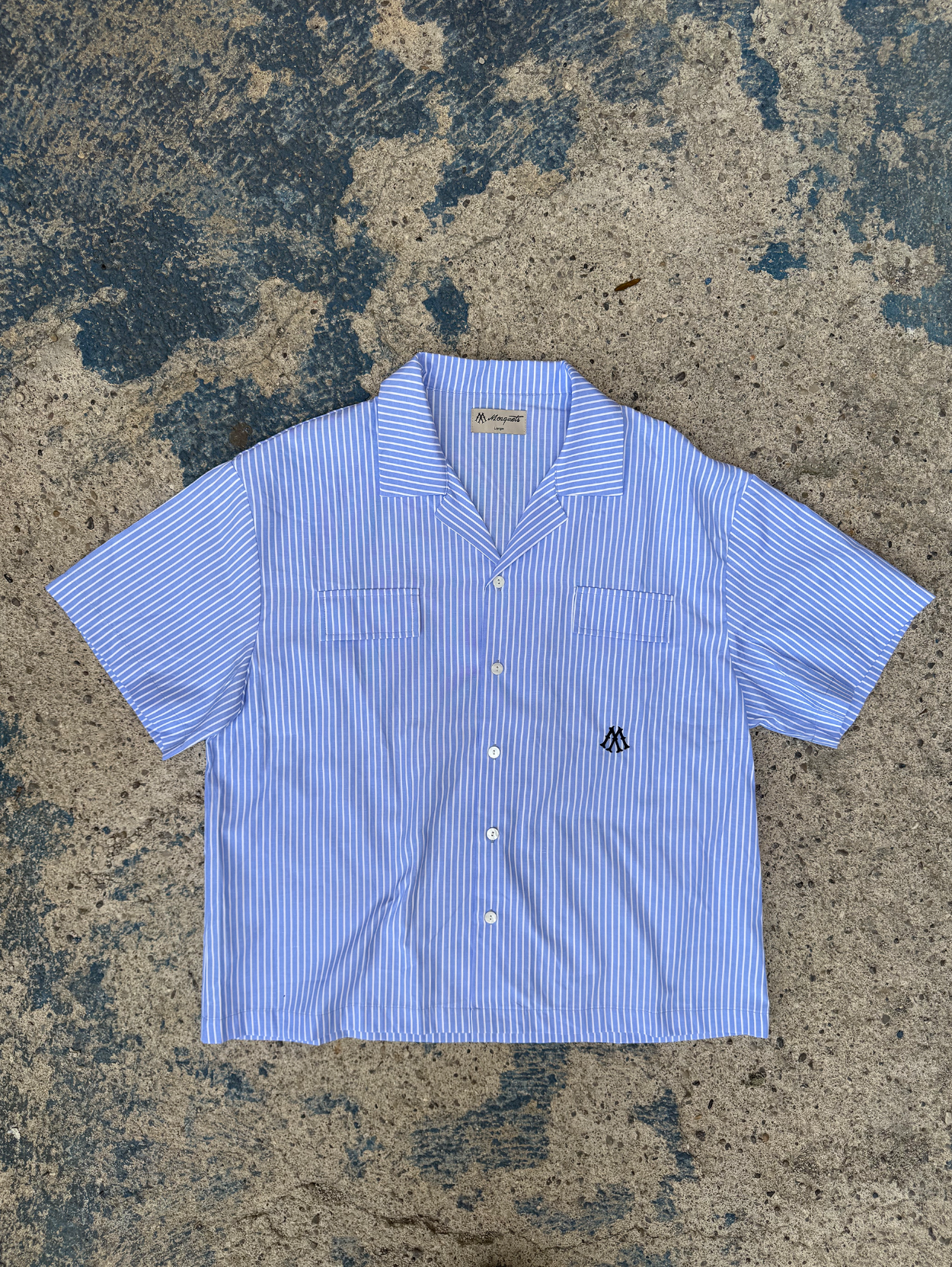 BLUE WHITE  PINSTRIPE SHIRT "M"