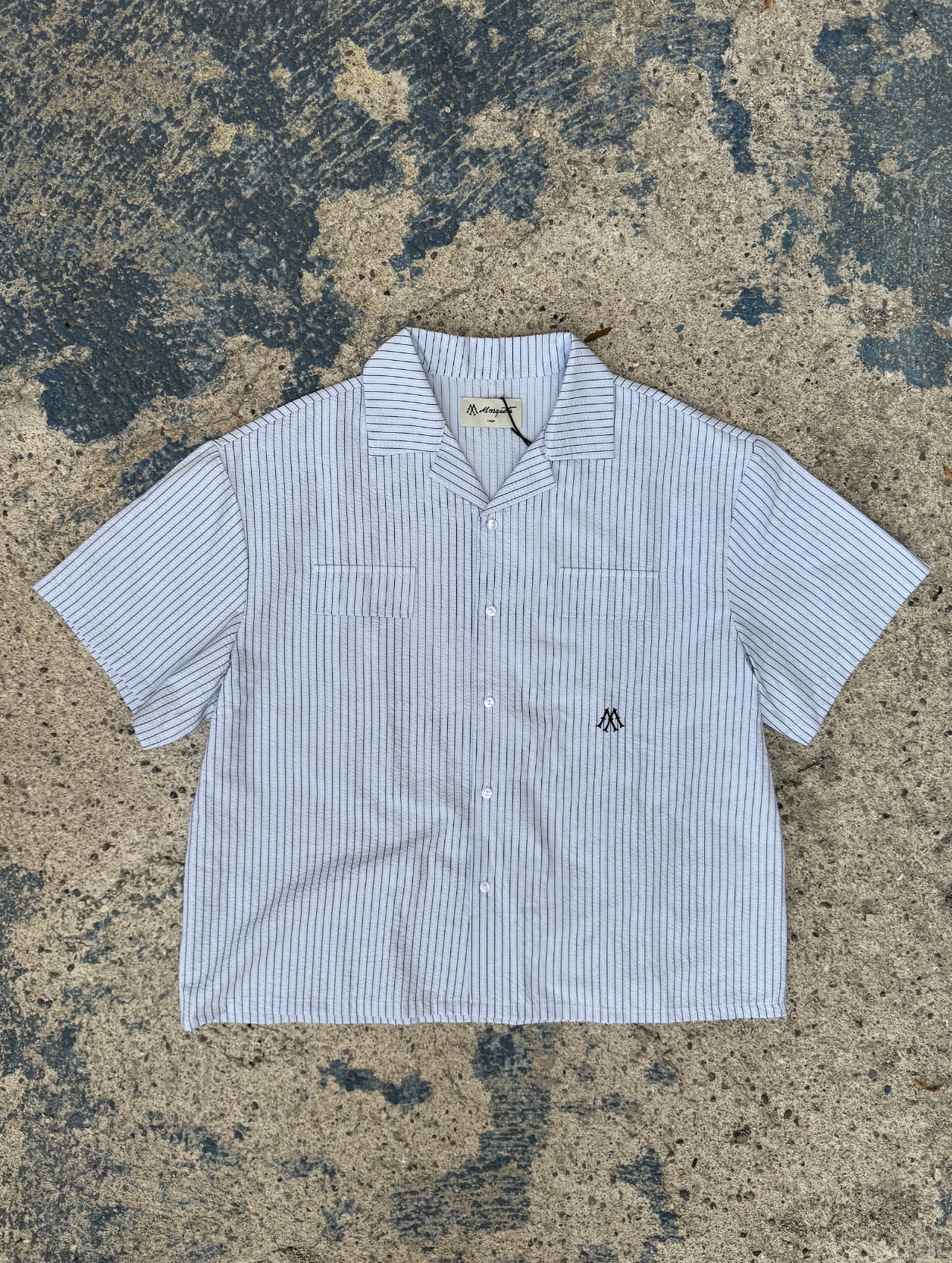 SEERSUCKER BLUE PINSTRIPE SHIRT "M"