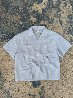 SEERSUCKER LIGHT BLUE /WHITE SHIRT "M"