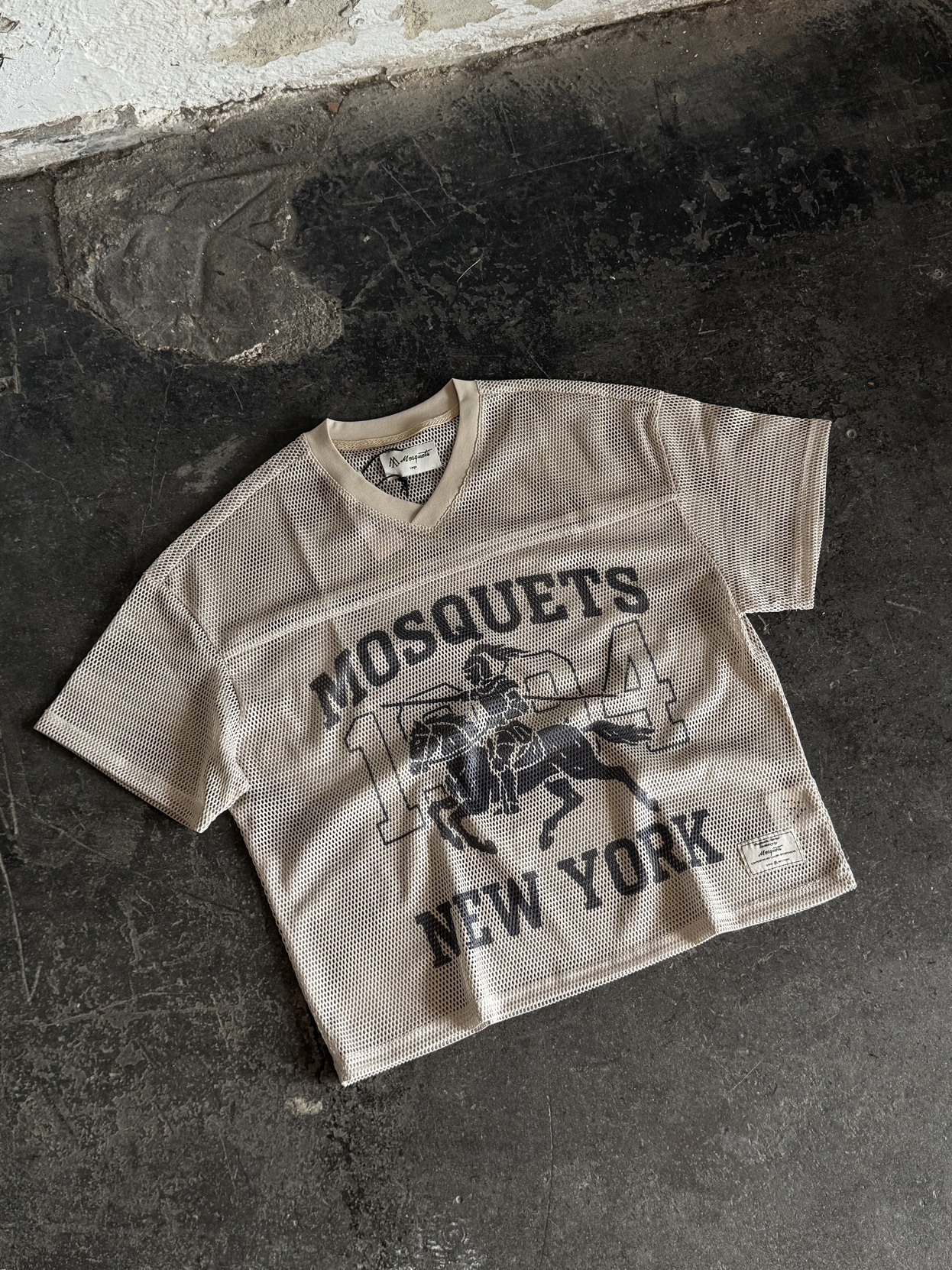 BEIGE MESH FOOTBALL JERSEY "NY KNIGHT"