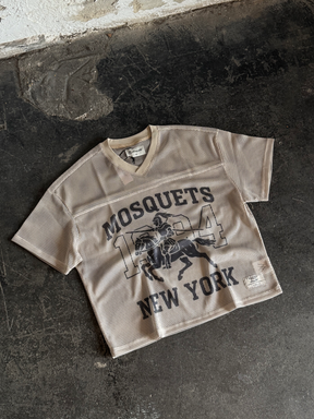 BEIGE MESH FOOTBALL JERSEY "NY KNIGHT"