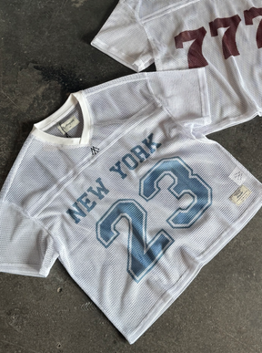 WHITE MESH FOOTBALL JERSEY "NEW YORK"