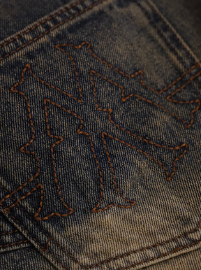 LIGHT BLUE WASHED DENIM " MUD & PAINTING"