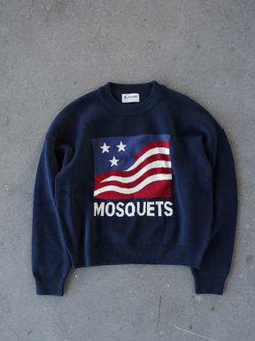 DARK BLUE KNIT SWEATER "AMERICANA" - Mosquets