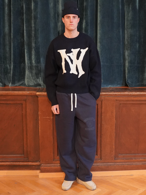 DARK BLUE KNIT SWEATER "NY" - Mosquets